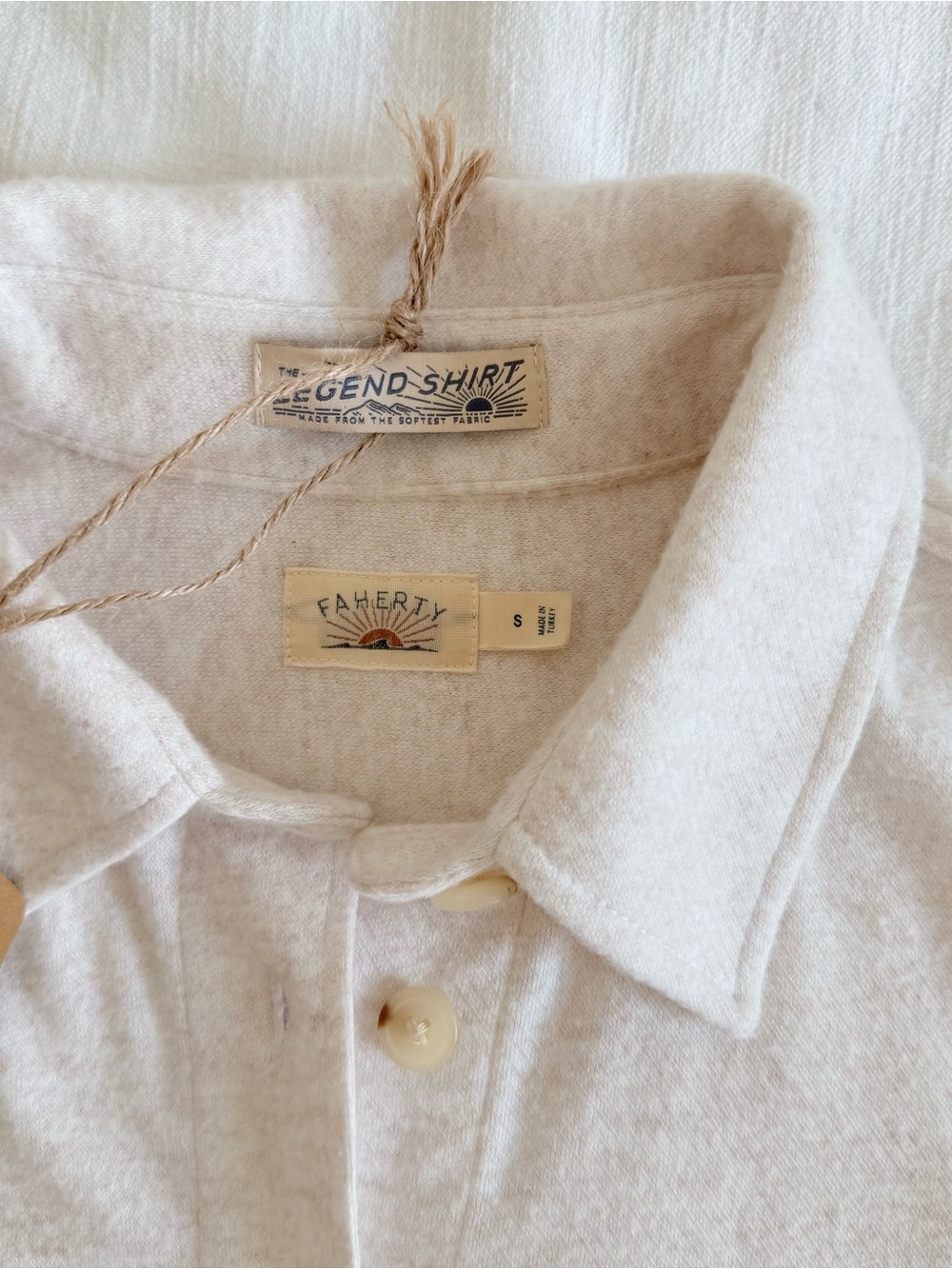 Faherty Cream Button-Down Shirt - Picture 2 of 7